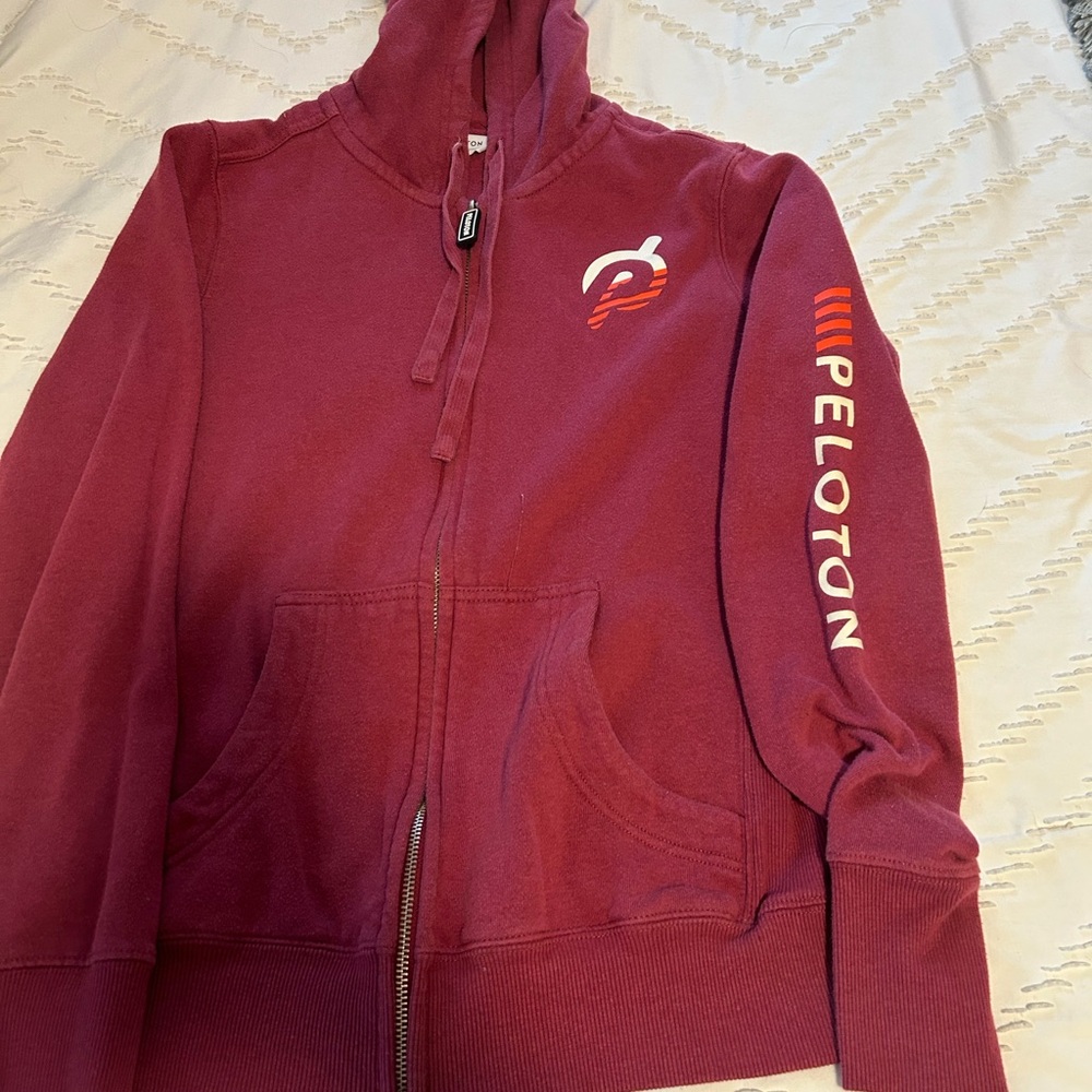 Peloton Women's Maroon Zip-Up Hoodie